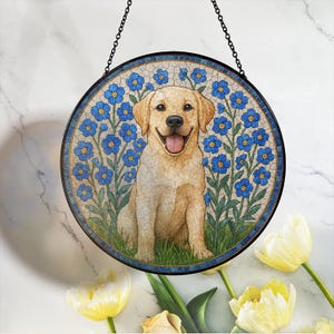 Custom Dog Suncatcher Stained Glass - Personalized Pet Memorial, Dog Portrait Gift, Pet Loss Keepsake, Photo Tribute Art