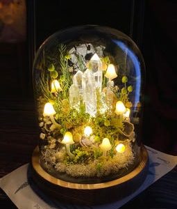Glowing Crystal Pillars with Healing Properties, Enchanted Forest Mushroom Lamp, Fantasy Crystal Nightlight, Unique Gift, Elegant Home Decor