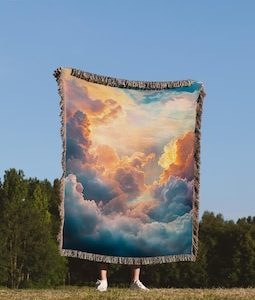 Clouds in the Sky Blanket, Dreamy Sky Throw, Pastel Cloud Blanket, Serene Clouds Throw, Heavenly Sky Blanket Gift