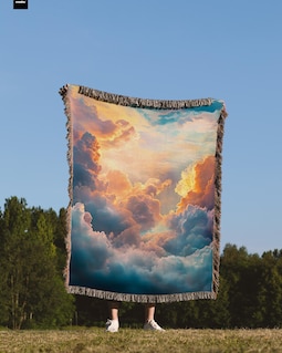 Clouds in the Sky Blanket, Dreamy Sky Throw, Pastel Cloud Blanket, Serene Clouds Throw, Heavenly Sky Blanket Gift