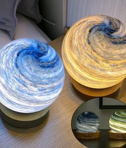 Custom Blue Galaxy Night Light, Star Glass Ball Night Lamp, Personalized Planet Light, LED Table Lamp, Space Desk Lamp, Nebula Bedside Lamp