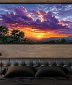 Golden Mountain Sunset Clouds Sky | Mountain Landscape Wall Art, Golden Hour Glow, Home Decor by NICHECANVAS.
