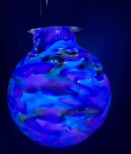 Hand Painted Stained Glass Globe Light Bulb: Starry Night Sky theme.