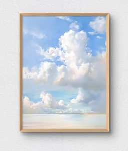 Cloud Sky Wall Art Print Dreamy Sky and Pastel Clouds Decor Minimalist Wall Art Soft Blue Cloudscape