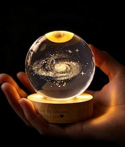 Personalized Solar System Night Light, Crystal Ball Lamp, Galaxy Globe, Astronomy Gift, Space Lover Gift, Bedroom Decor, Gift For Her