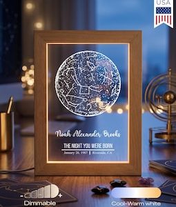 Personalized Birth Star Map Lamp, Custom Night Sky Light, Baby Birth Date Gift, Celestial Nursery Decor, Astrology LED Night Light