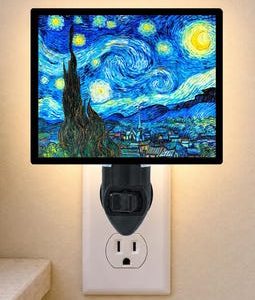 Starry Night Plug-In Night Light – Classic Art Decor – Van Gogh – Free Switchable Insert Included